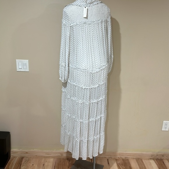 Anthropologie Long-Sleeve Smocked Tiered Maxi Dress Polka Dot Relax - Picture 6 of 6